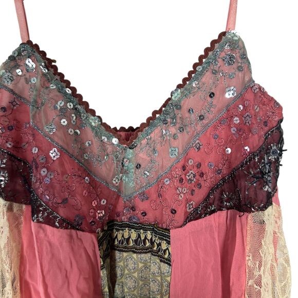 Wet Seal Vintage Patchwork Ethereal Fairy Boho Lace Sequin Babydoll Medium - Picture 5 of 5